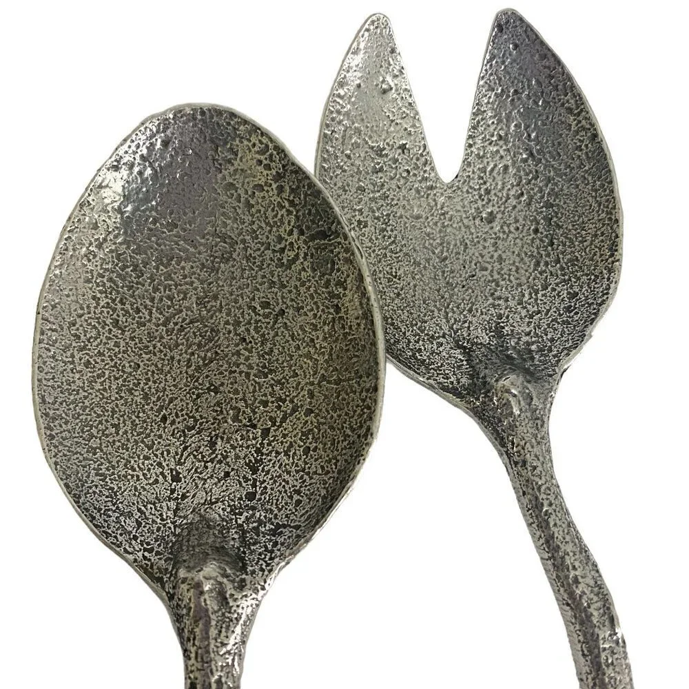 Geranium Leaf Salad Servers Metalware Twig Handles